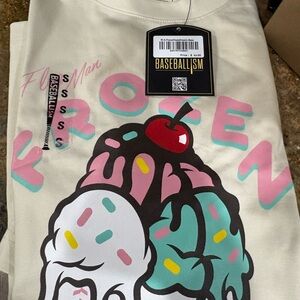 New Baseballlism Cream Graphic T-Shirt with Ice Cream Design small